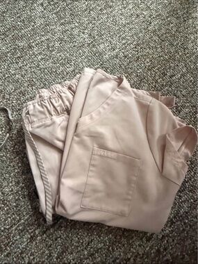 Jaanuu Dusty Rose V-Neck Scrub Top